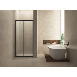 Wiesbaden Skyline schuifbare nisdeur - 100x200 cm - Mat zwart - 8 mm veiligheidsglas - NANO coating