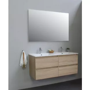 Sanilet badkamermeubel 120 cm breed - eiken - bouwpakket - zonder spiegel - wastafel porselein - 1 kraangat
