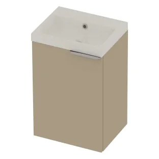 Basic Line Pretty 36 Badkamermeubel - polystone wastafel glans wit zonder kraangat - 1 deur met greep - 45x36x70 cm - Mat beige