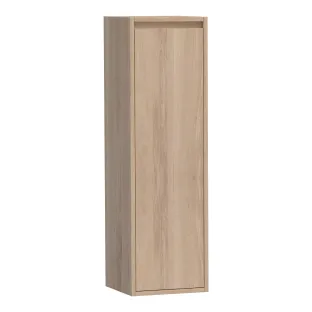 Brauer Adore halfhoge kast - 120x35x35 cm - 1 deur rechtsdraaiend - greeploos - doorlopende lamellen - Massief eiken zwart