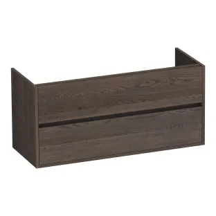 Brauer Adore wastafelonderkast - 120x46x55 cm - 2 laden greeploos - softclose - 1 sifonuitsparing - doorlopende lamellen - Massief eiken zwart