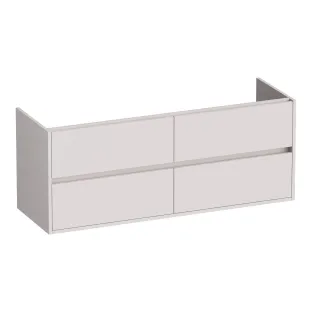 Brauer Adore wastafelonderkast - 140x46x55 cm - 4 laden greeploos - softclose - 2 sifonuitsparingen - MDF gelakt - Mat Zand
