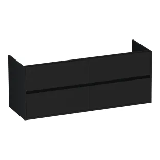 Brauer Adore wastafelonderkast - 140x46x55 cm - 4 laden greeploos - softclose - 2 sifonuitsparingen - MDF gelakt - Mat Zwart