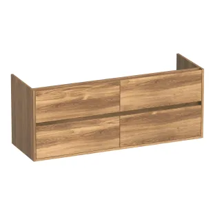 Brauer Adore wastafelonderkast - 140x46x55 cm - 4 laden greeploos - softclose - 2 sifonuitsparingen - MFC - Honey