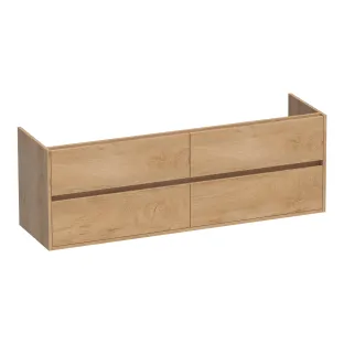 Brauer Adore wastafelonderkast - 160x46x55 cm - 4 laden greeploos - softclose - 2 sifonuitsparingen - MFC - Forest Tan
