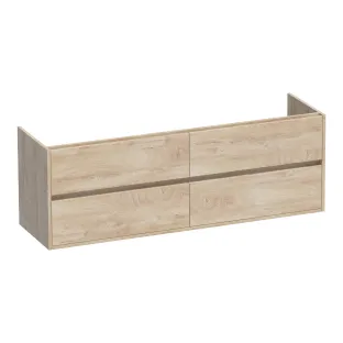 Brauer Adore wastafelonderkast - 160x46x55 cm - 4 laden greeploos - softclose - 2 sifonuitsparingen - MFC - Forest Wheat