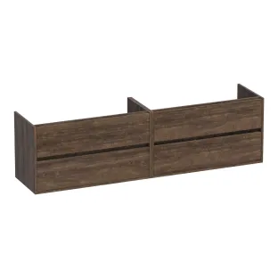 Brauer Adore wastafelonderkast - 200x46x55 cm - 4 laden greeploos - softclose - 2 sifonuitsparingen - MFC - Grove