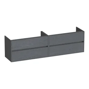 Brauer Adore wastafelonderkast - 200x46x55 cm - 4 laden greeploos - softclose - 2 sifonuitsparingen - MFC - Timber Grey