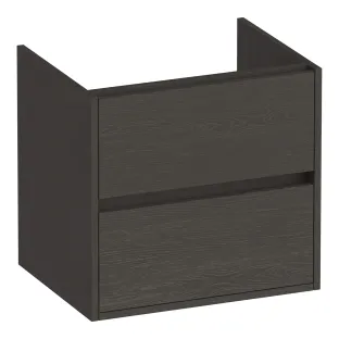 Brauer Adore wastafelonderkast - 60x46x55 cm - 2 laden greeploos - softclose - 1 sifonuitsparing - MFC - Timber Anthracite