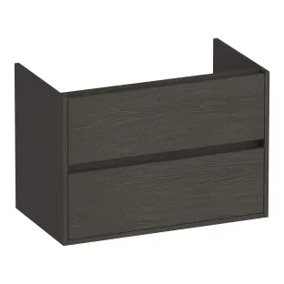 Brauer Adore wastafelonderkast - 80x46x55 cm - 2 laden greeploos - softclose - 1 sifonuitsparing - MFC - Timber Anthracite