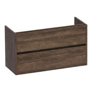 Brauer Adore wastafelonderkast ondiep - 100x39x55 cm - 2 laden greeploos - softclose - 1 sifonuitsparing - MFC - Grove