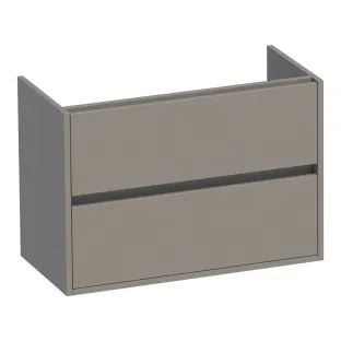 Brauer Adore wastafelonderkast ondiep - 80x39x55 cm - 2 laden greeploos - softclose - 1 sifonuitsparing - MDF gelakt - Mat Taupe