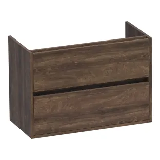 Brauer Adore wastafelonderkast ondiep - 80x39x55 cm - 2 laden greeploos - softclose - 1 sifonuitsparing - MFC - Grove