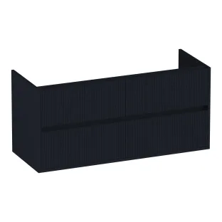 Brauer Adore Wavy wastafelonderkast - 120x46x55 cm - 4 laden greeploos - softclose - 2 sifonuitsparingen - MDF gelakt - Mat Zwart