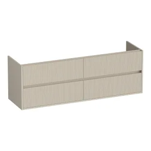 Brauer Adore Wavy wastafelonderkast - 160x46x55 cm - 4 laden greeploos - softclose - 2 sifonuitsparingen - MDF gelakt - Mat Beige