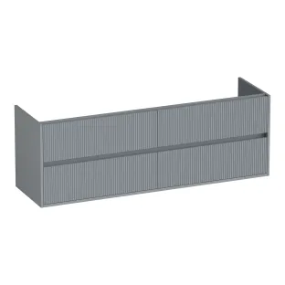 Brauer Adore Wavy wastafelonderkast - 160x46x55 cm - 4 laden greeploos - softclose - 2 sifonuitsparingen - MDF gelakt - Mat Grijs