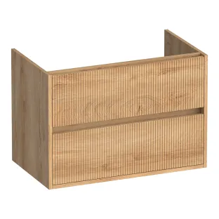 Brauer Adore Wavy wastafelonderkast - 80x46x55 cm - 2 laden greeploos - softclose - 1 sifonuitsparing - MFC - Forest Tan