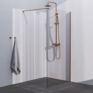 Brauer Copper Season inloopdouche 100x200 cm met muurprofiel - geborsteld koper