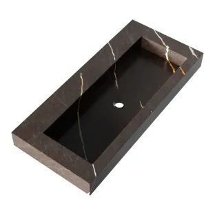 Brauer Coral wastafel - marmerlook - 100x46 cm - 1 wasbak - 0 kraangaten - Copper Brown