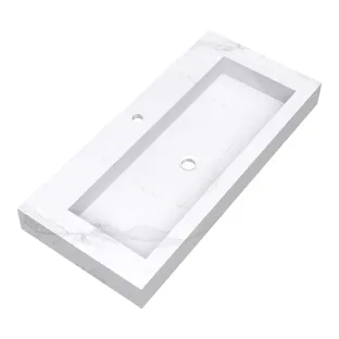Brauer Coral wastafel - marmerlook - 100x46 cm - 1 wasbak - 1 kraangat - Calacatta Gold