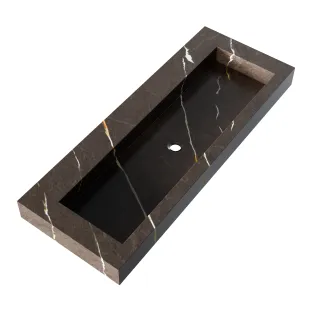 Brauer Coral wastafel - marmerlook - 120x46 cm - 1 wasbak - 0 kraangaten - Copper Brown