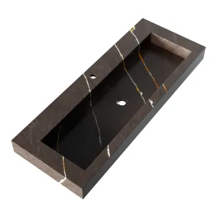 Brauer Coral wastafel - marmerlook - 120x46 cm - 1 wasbak - 1 kraangat - Copper Brown
