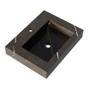 Brauer Coral wastafel - marmerlook - 60x46 cm - 1 wasbak - 1 kraangat - Copper Brown