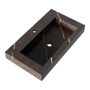 Brauer Coral wastafel - marmerlook - 80x46 cm - 1 wasbak - 1 kraangat - Copper Brown