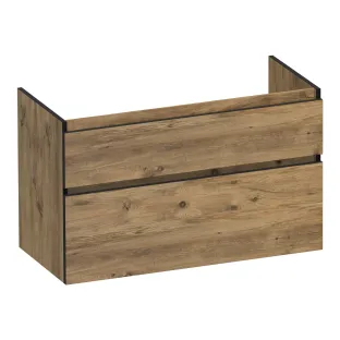 Brauer Delight Edge wastafelonderkast - 100x46x60 cm - 2 laden greeploos - 1 sifonuitsparing - MFC - Chateau
