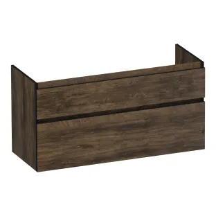 Brauer Delight Edge wastafelonderkast - 120x46x60 cm - 2 laden greeploos - 1 sifonuitsparing - MFC - Grove