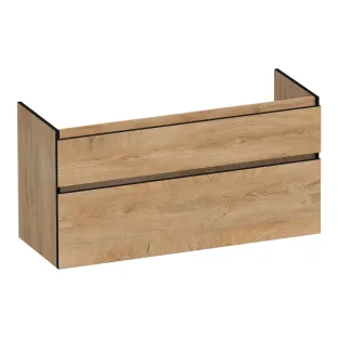 Brauer Delight Edge wastafelonderkast - 120x46x60 cm - 2 laden greeploos - 2 sifonuitsparingen - MFC - Forest Tan