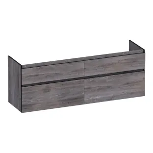 Brauer Delight Edge wastafelonderkast - 160x46x60 cm - 4 laden greeploos - 2 sifonuitsparingen - MFC - Driftwood