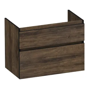 Brauer Delight Edge wastafelonderkast - 80x46x60 cm - 2 laden greeploos - 1 sifonuitsparing - MFC - Grove