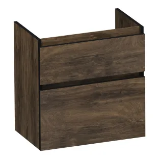 Brauer Delight Edge wastafelonderkast ondiep - 60x39x60 cm - 2 laden greeploos - 1 sifonuitsparing - MFC - Grove