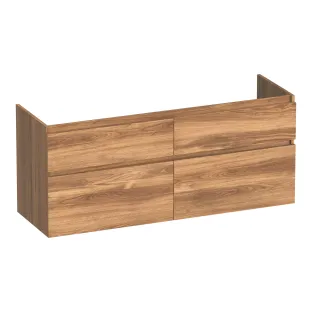 Brauer Delight wastafelonderkast - 120x46x60 cm - 4 laden greeploos - softclose - 2 sifonuitsparingen - MFC - Honey