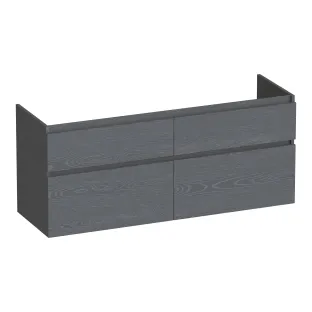 Brauer Delight wastafelonderkast - 120x46x60 cm - 4 laden greeploos - softclose - 2 sifonuitsparingen - MFC - Timber Grey