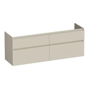 Brauer Delight wastafelonderkast - 140x46x60 cm - 4 laden greeploos - softclose - 2 sifonuitsparingen - MDF gelakt - Mat Beige