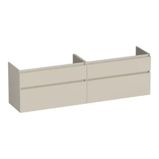 Brauer Delight wastafelonderkast - 160x46x60 cm - 4 laden greeploos - softclose - 2 sifonuitsparingen - MDF gelakt - Mat Beige