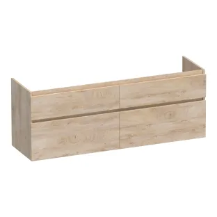 Brauer Delight wastafelonderkast - 160x46x60 cm - 4 laden greeploos - softclose - 2 sifonuitsparingen - MFC - Forest Wheat