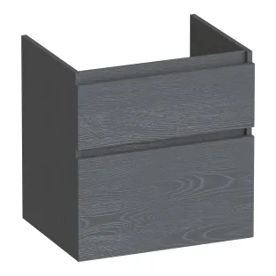 Brauer Delight wastafelonderkast - 60x46x60 cm - 2 laden greeploos - softclose - 1 sifonuitsparing - MFC - Timber Grey