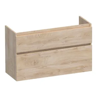 Brauer Delight wastafelonderkast ondiep - 100x39x60 cm - 2 laden greeploos - softclose - 1 sifonuitsparing - MFC - Forest Wheat