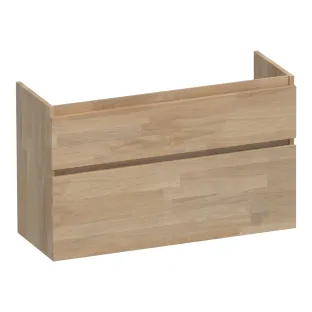 Brauer Delight wastafelonderkast ondiep - 100x39x60 cm - 2 laden greeploos - softclose - 1 sifonuitsparing - Vingerlas eiken grijs