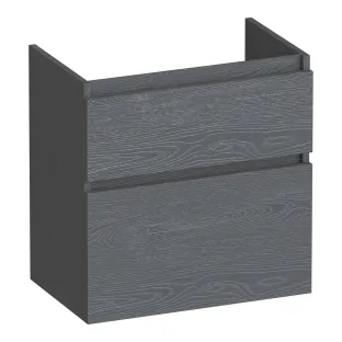 Brauer Delight wastafelonderkast ondiep - 60x39x60 cm - 2 laden greeploos - softclose - 1 sifonuitsparing - MFC - Timber Grey