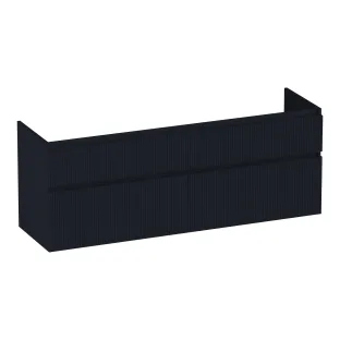 Brauer Delight Wavy wastafelonderkast - 160x46x60 cm - 4 laden greeploos - 2 sifonuitsparingen - MDF gelakt - Mat Zwart