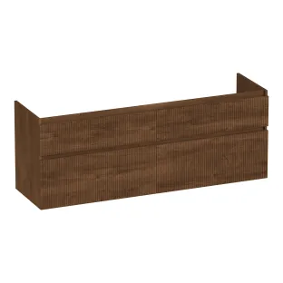 Brauer Delight Wavy wastafelonderkast - 160x46x60 cm - 4 laden greeploos - 2 sifonuitsparingen - MFC - Forest Cacao