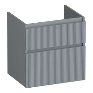 Brauer Delight Wavy wastafelonderkast - 60x46x60 cm - 2 laden greeploos - 1 sifonuitsparing - MDF gelakt - Mat Grijs