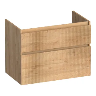 Brauer Delight Wavy wastafelonderkast - 80x46x60 cm - 2 laden greeploos - 1 sifonuitsparing - MFC - Forest Tan