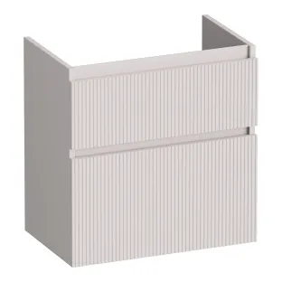 Brauer Delight Wavy wastafelonderkast ondiep - 60x39x60 cm - 2 laden greeploos - 1 sifonuitsparing - MDF gelakt - Mat Zand