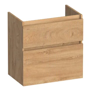 Brauer Delight Wavy wastafelonderkast ondiep - 60x39x60 cm - 2 laden greeploos - 1 sifonuitsparing - MFC - Forest Tan