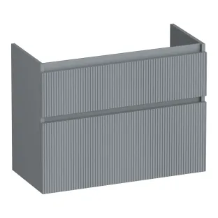Brauer Delight Wavy wastafelonderkast ondiep - 80x39x60 cm - 2 laden greeploos - 1 sifonuitsparing - MDF gelakt - Mat Grijs